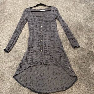 Free people grey crochet long summer sweater